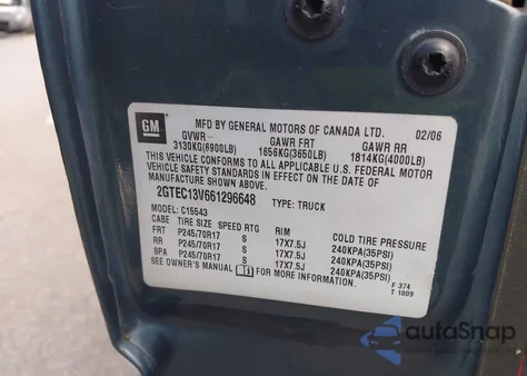 2006 GMC Sierra 1500 Sl from USA, damaged, VIN 2GTEC13V661296648